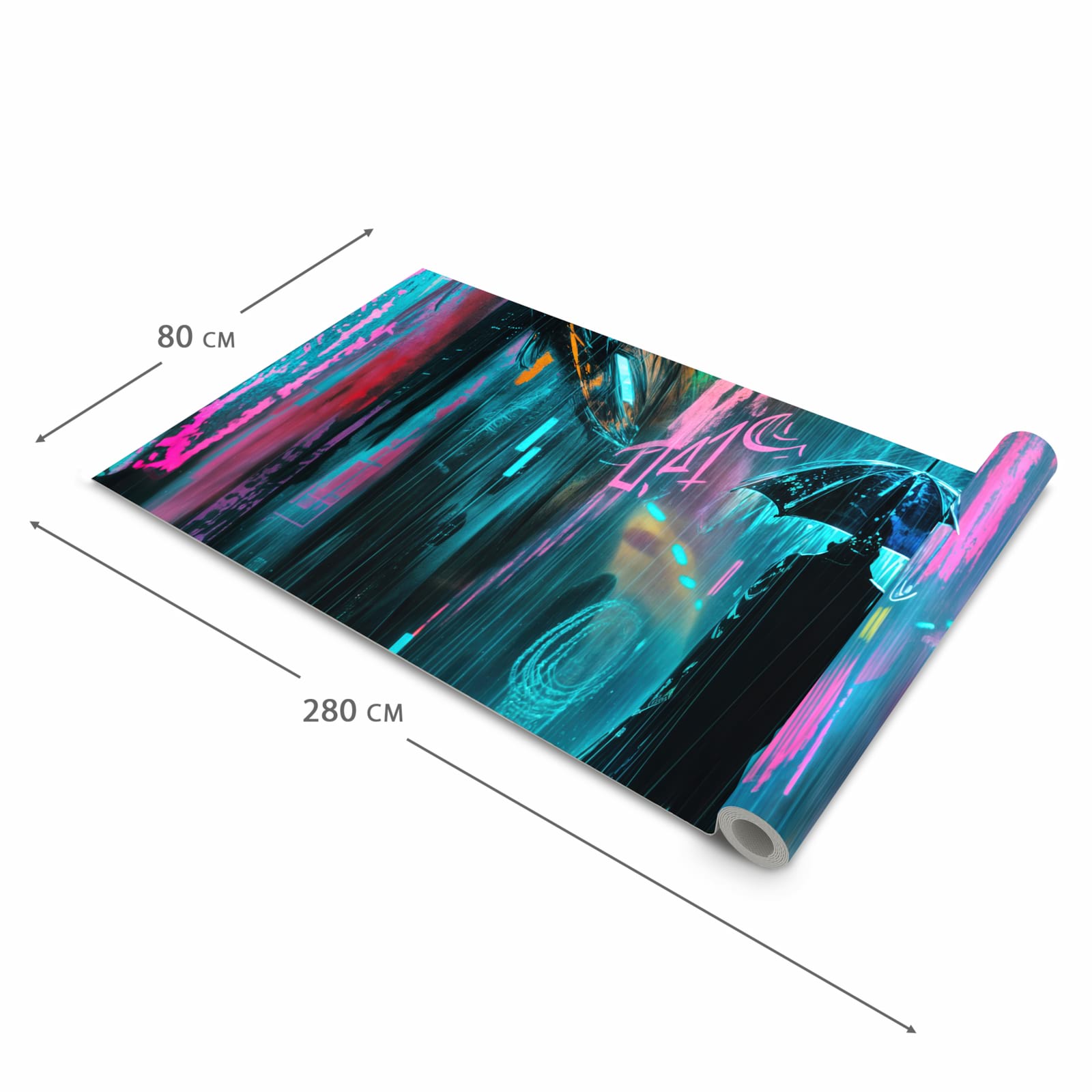 Formstabiler Küchenteppich mit Motiv Regen bei Nacht in der Grösse 80x250 cm