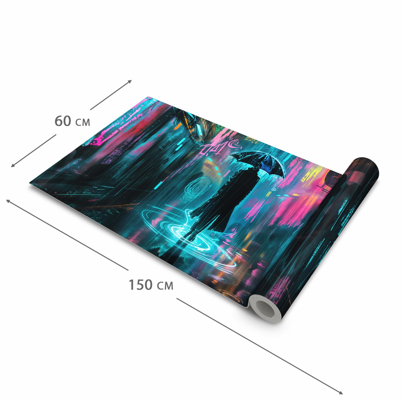Waschbarer Küchenteppich mit Motiv Regen bei Nacht in der Größe 80x200 cm