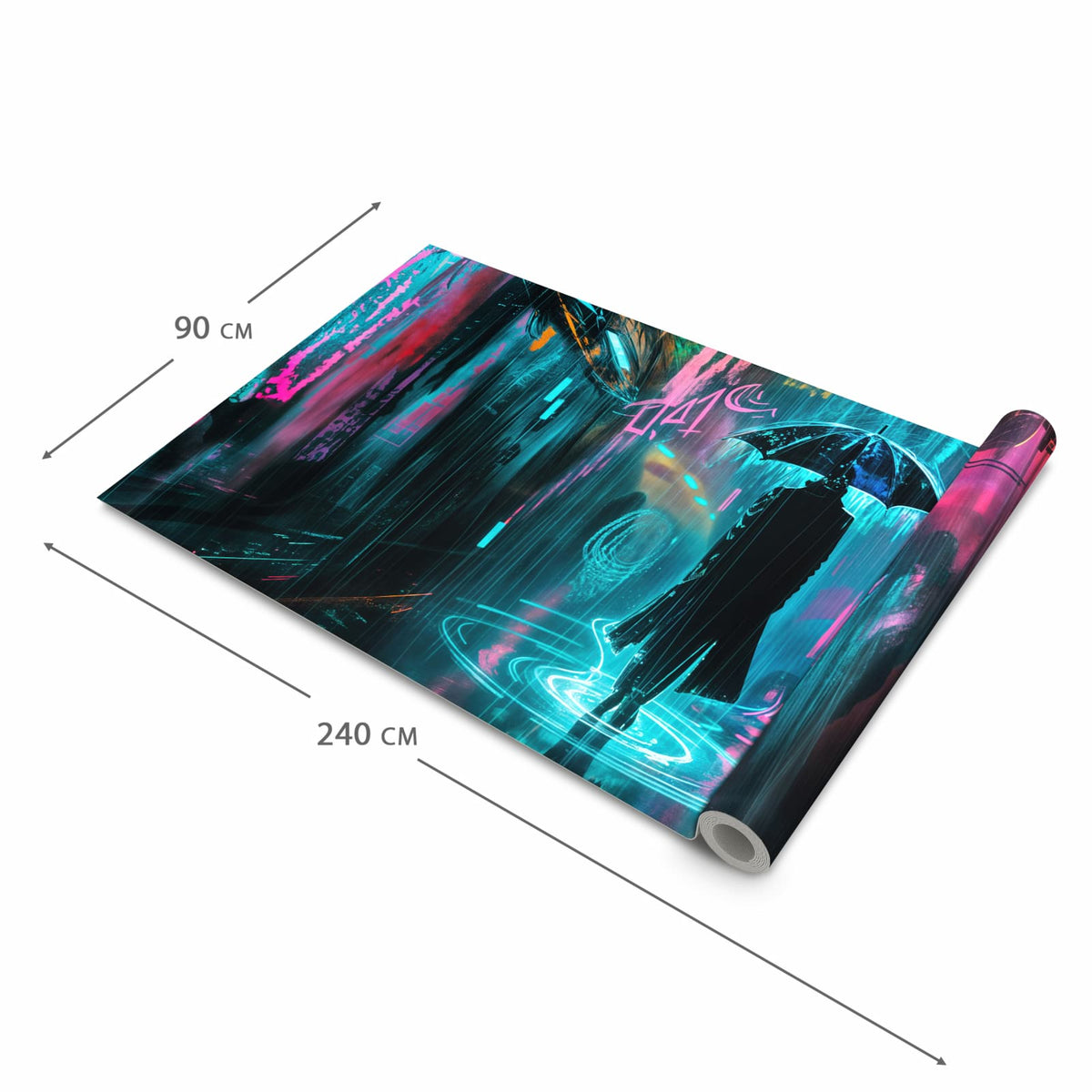 Geräuschdämpfender Küchenläufer mit Motiv Regen bei Nacht in der Grösse 80x250 cm