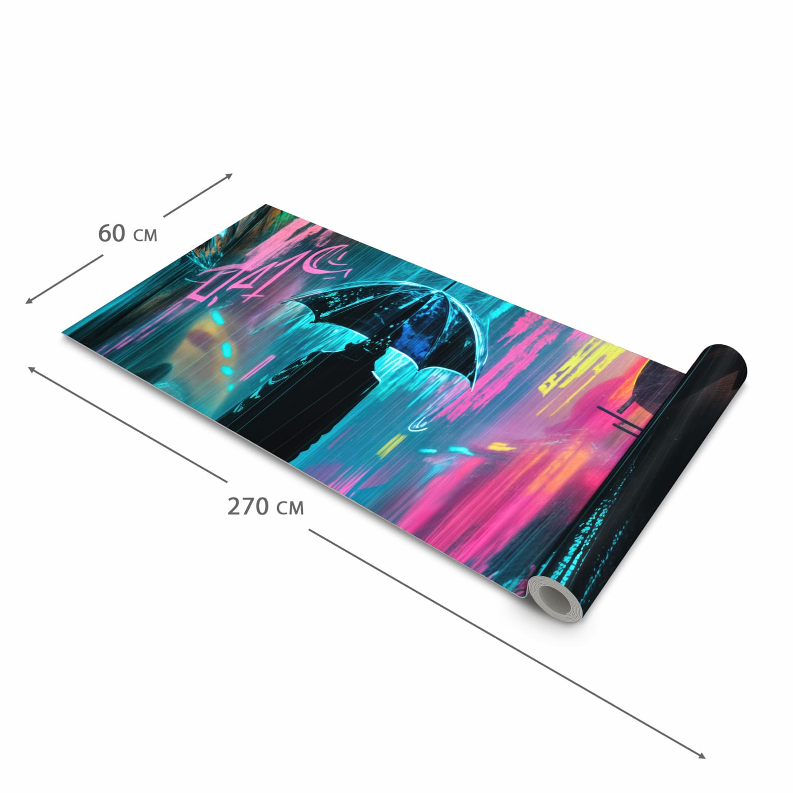 Feuchtigkeitsresistenter Küchenteppich mit Motiv Regen bei Nacht in der Grösse 80x200 cm