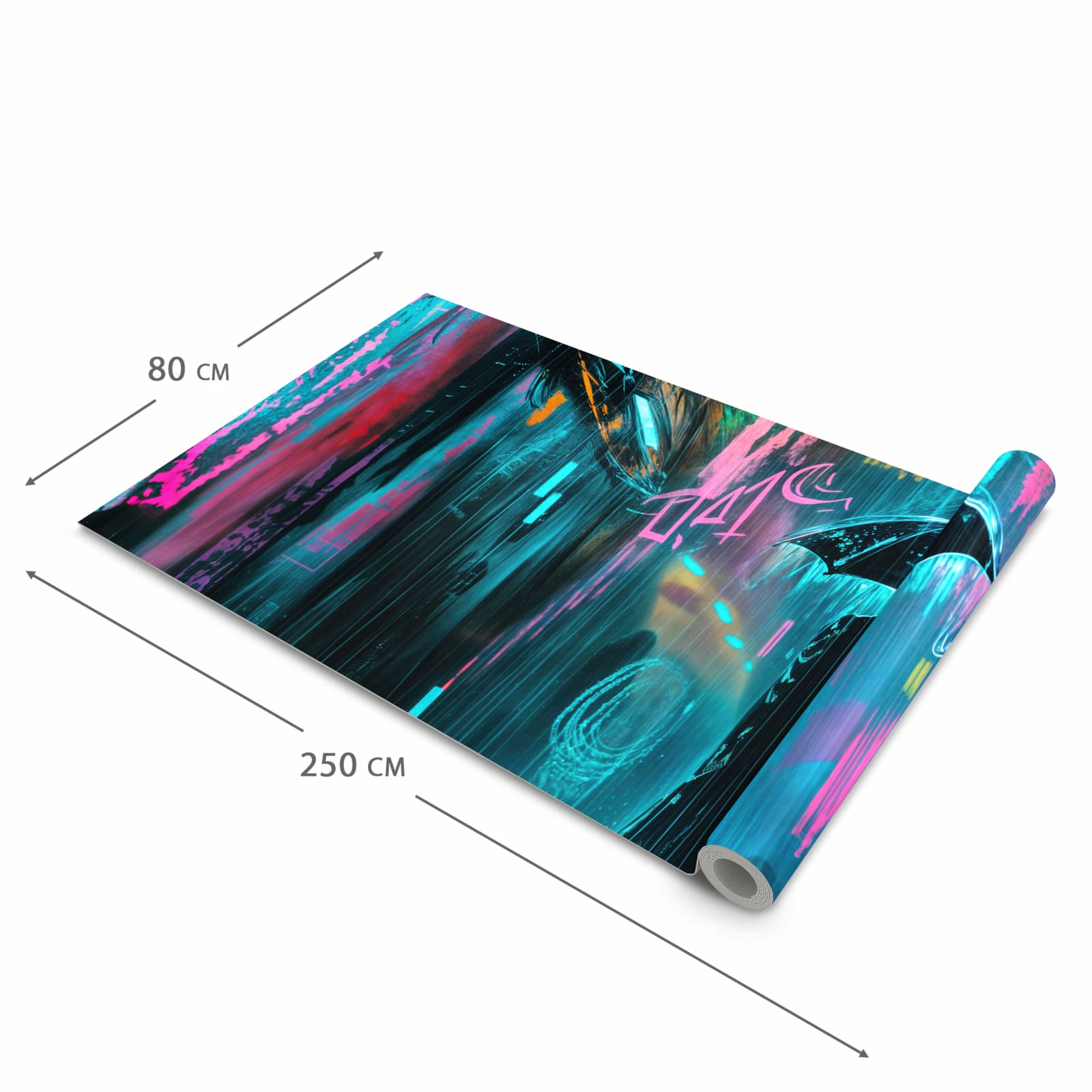 Farbbeständiger Küchenteppich mit Motiv Regen bei Nacht in der Grösse 80x250 cm