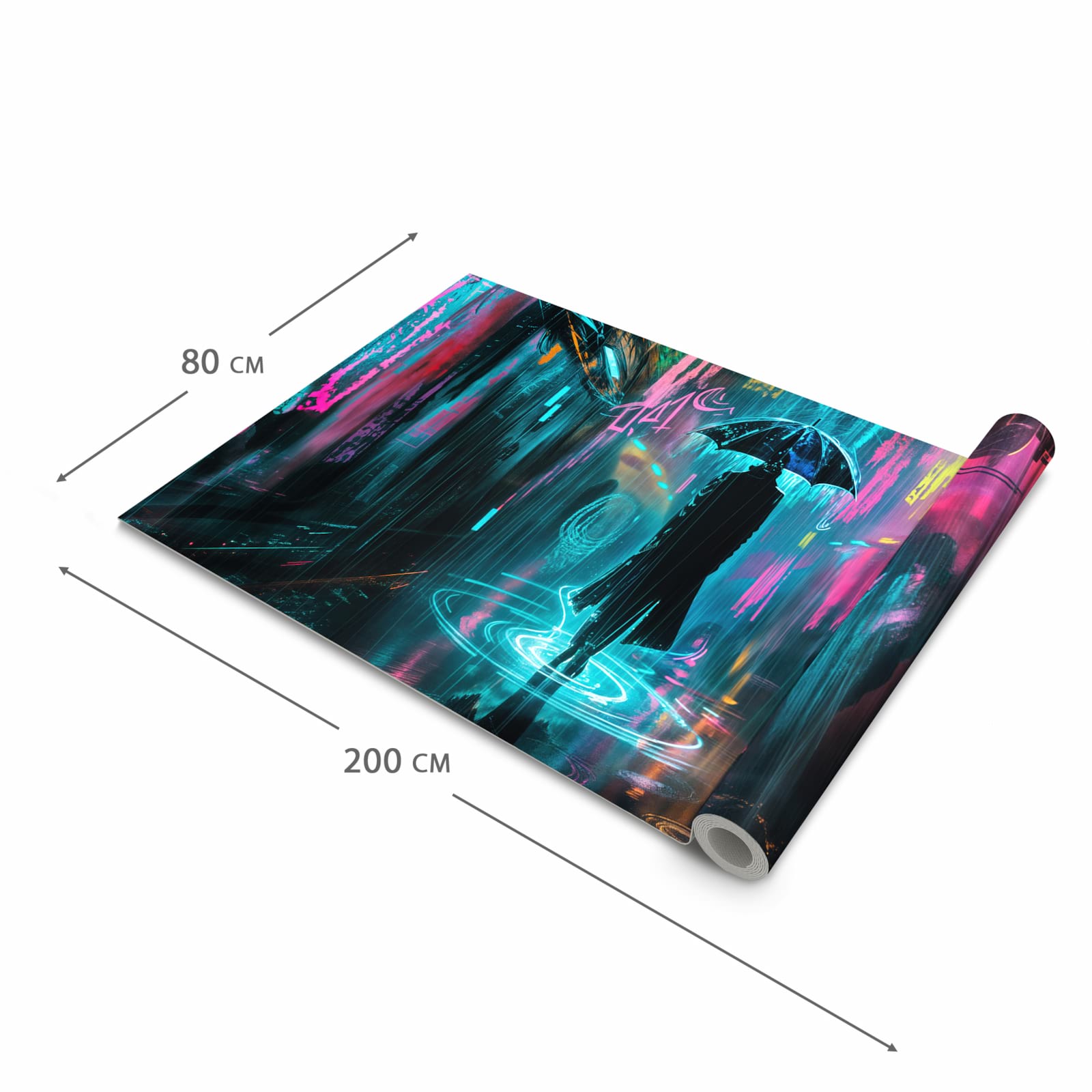 Bodenschonender Küchenteppich mit Motiv Regen bei Nacht in der Grösse 80x250 cm