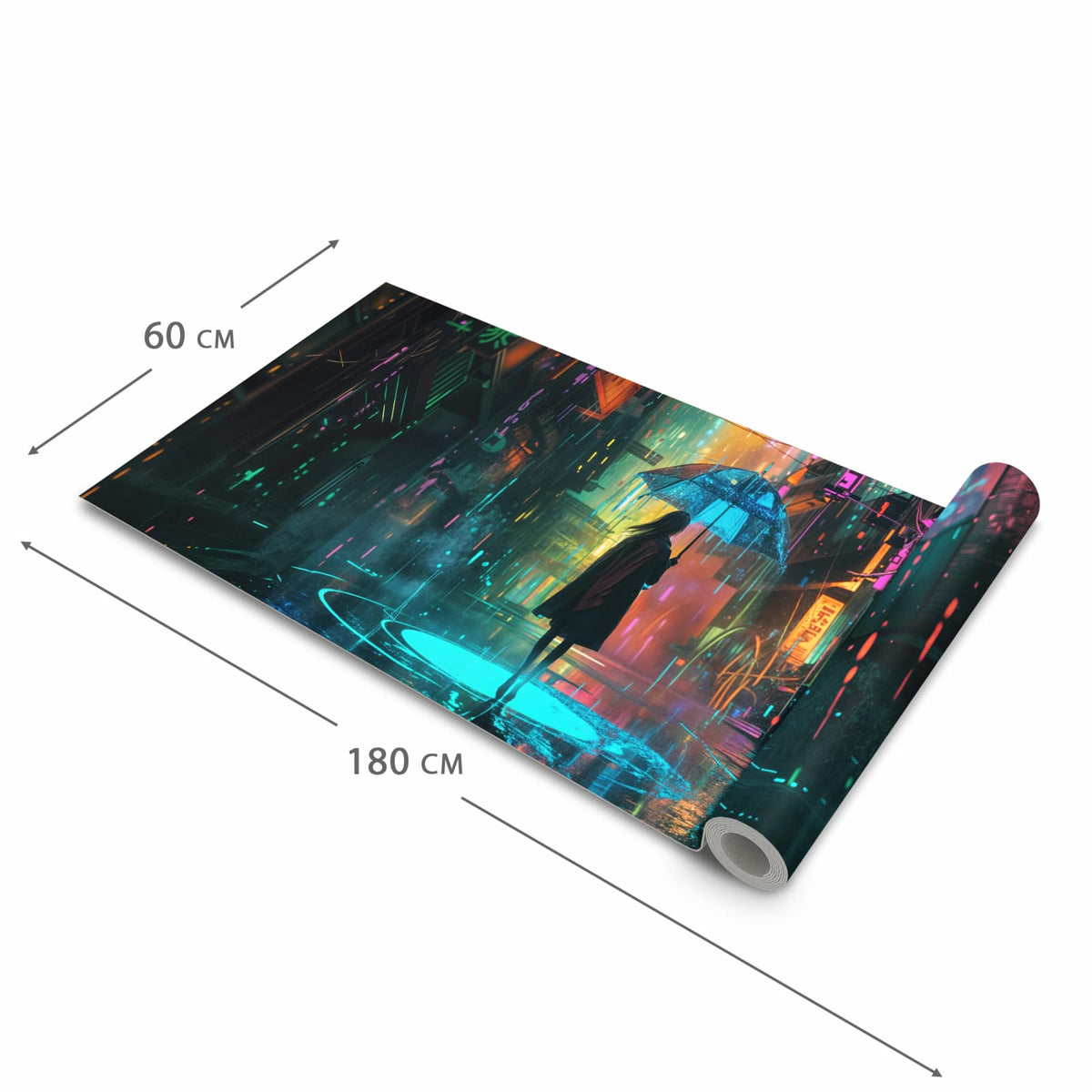 Fleckenresistenter Küchenläufer mit Motiv Regen Stadt Lichter in der Grösse 80x200 cm