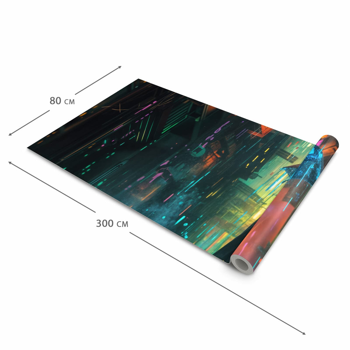 Pflegeleichter Küchenläufer nach Maß mit Motiv Regen Stadt Lichter in der Größe 80x200 cm