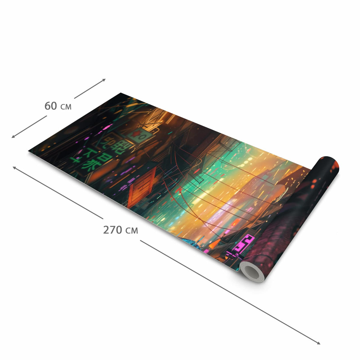 Geruchsneutraler rutschfester Küchenläufer mit Motiv Regen Stadt Lichter in der Grösse 80x200 cm