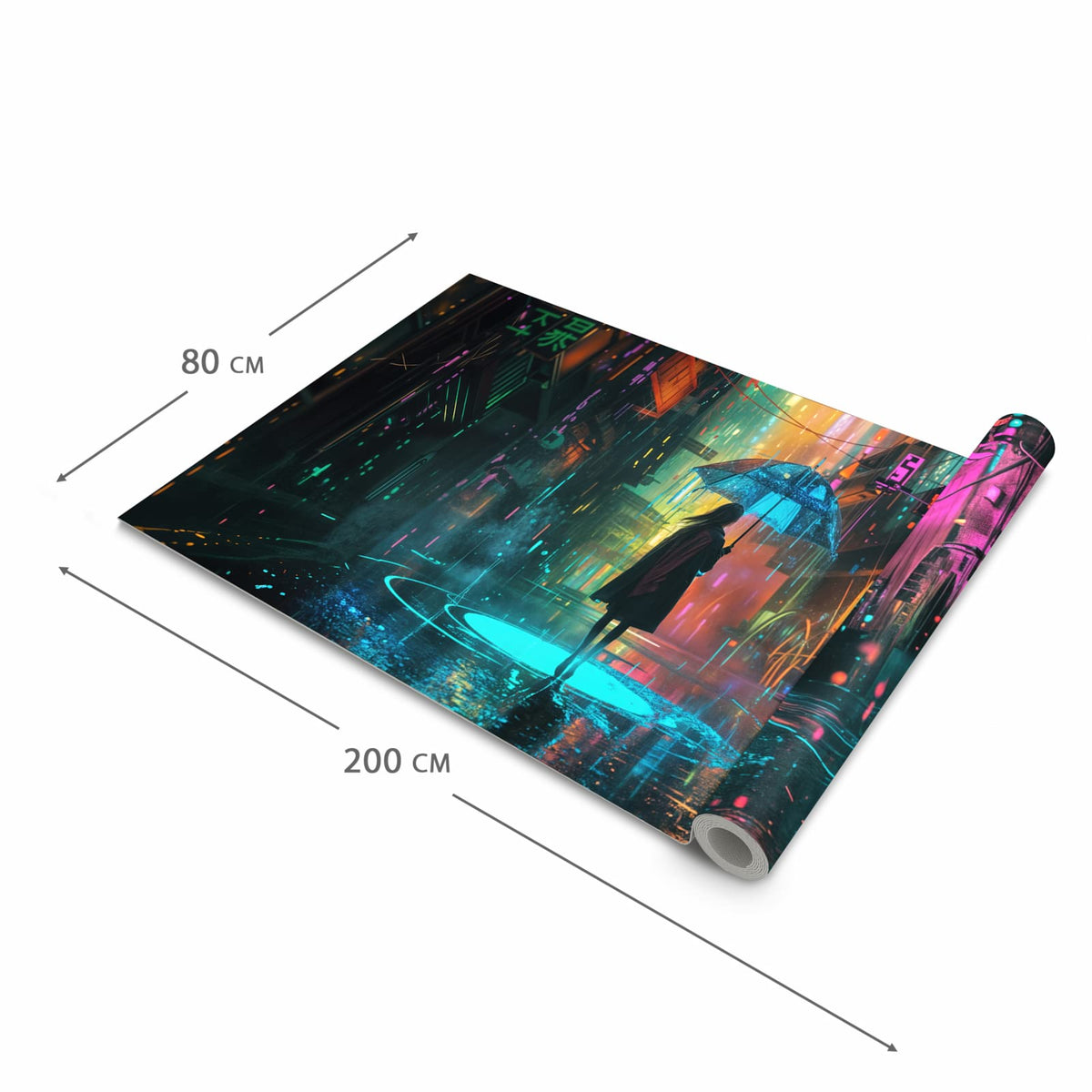 Pflegeleichter waschbarer Küchenläufer mit Motiv Regen Stadt Lichter in der Grösse 80x200 cm