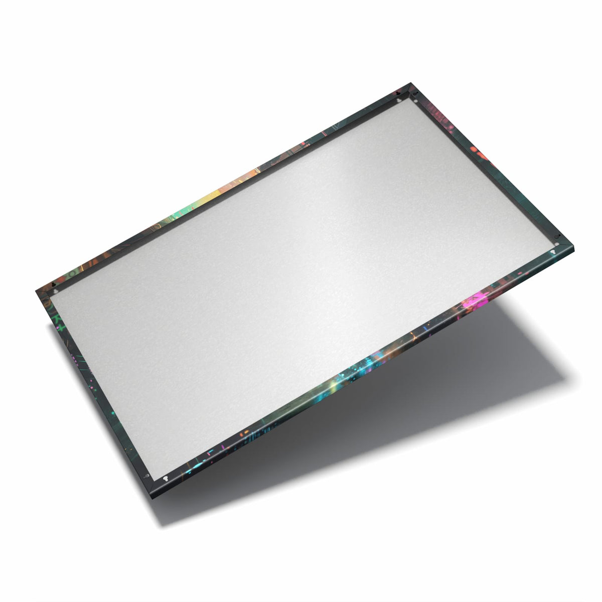 Nur 7 mm – liegt eng an der Wand – Metall Magnettafel - Frau im Neonregen