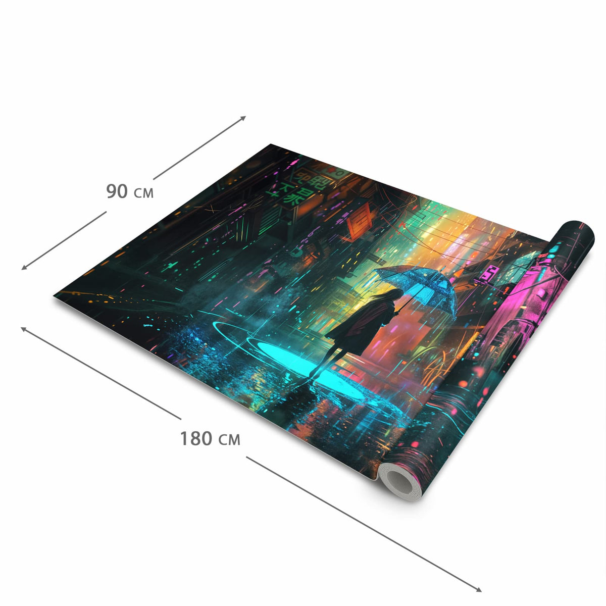 Waschbarer Küchenläufer mit Motiv Regen Stadt Lichter in der Grösse 80x200 cm für angenehme Haptik