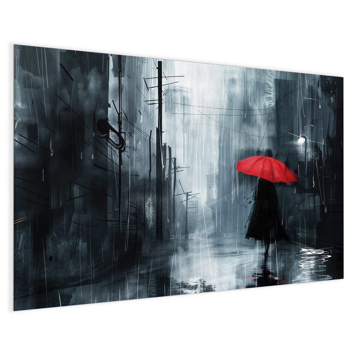 4 mm Glas statt lackiertem Blech – Magnettafel - Roter Schirm im Regen