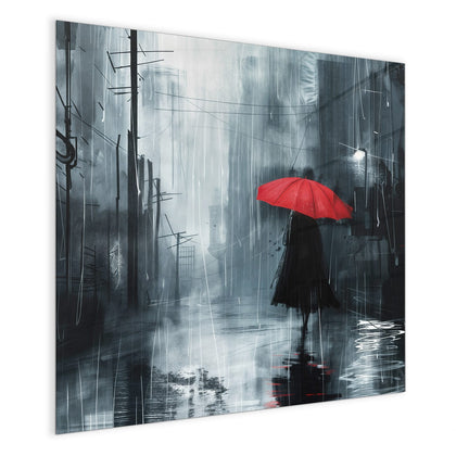 Magnettafel mit dem Motiv Roter Schirm im Regen