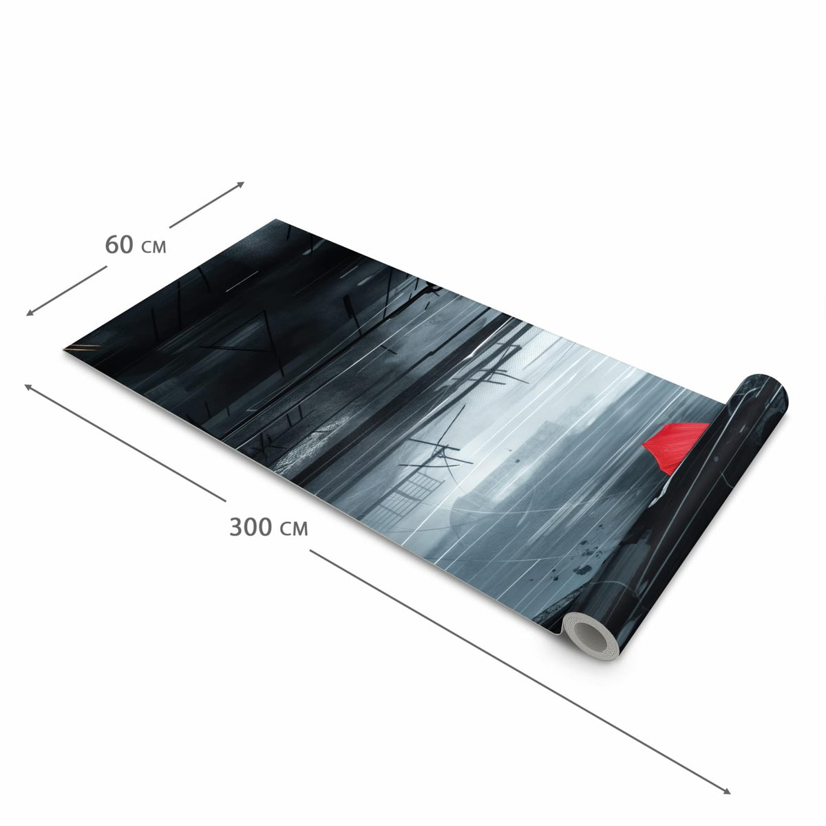 Bodenschonender waschbarer Küchenteppich mit Motiv Regenschirm im Regen in der Grösse 80x200 cm
