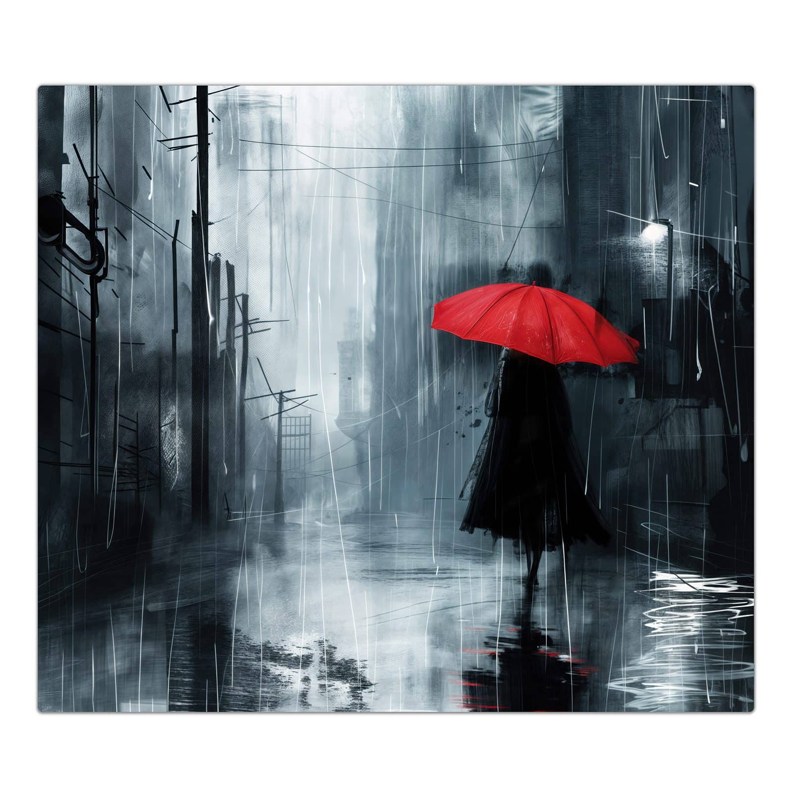 1-teilige Abdeckplatte für Ceranfeld mit Regenschirm im Regen-Motiv in der Frontansicht #grösse_1-Teilig (60x52cm)