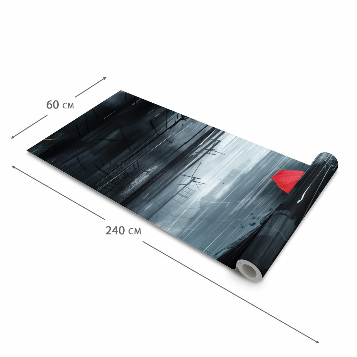 Bodenschonender Bodenläufer Teppich mit Motiv Regenschirm im Regen in der Grösse 80x200 cm