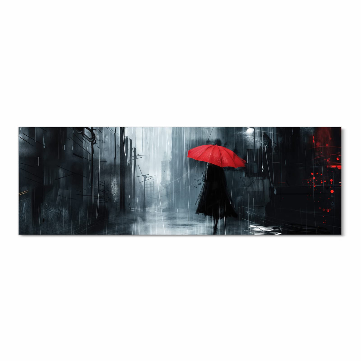 Formstabiler Bodenläufer Teppich mit Motiv Regenschirm im Regen in Frontansicht