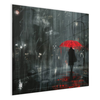 Magnettafel mit dem Motiv Roter Schirm bei Nacht