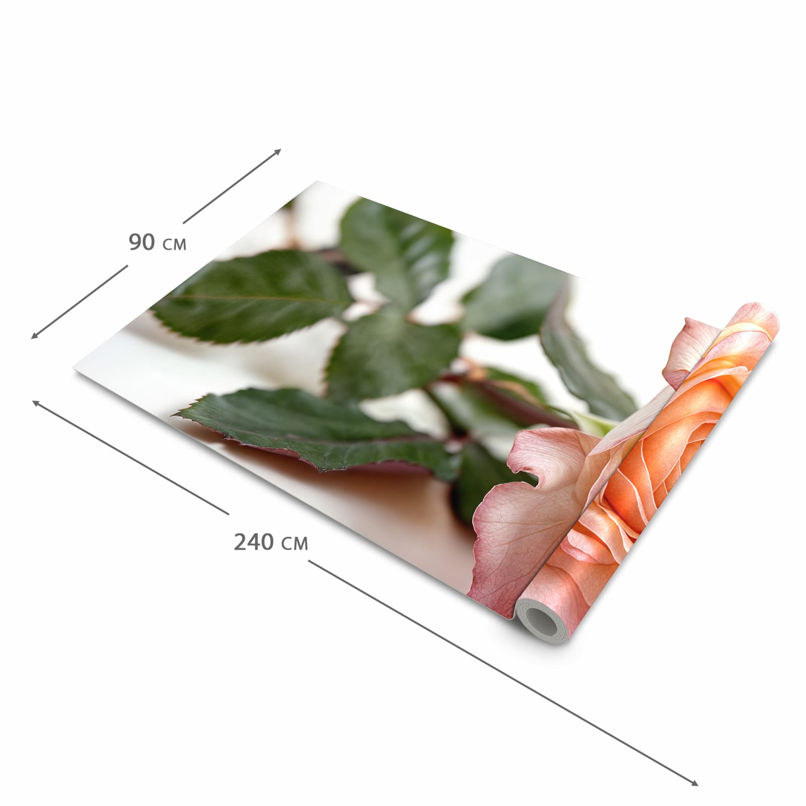 Wasserabweisender Küchenvorleger mit Motiv Elegante Rose Blüte in der Grösse 60x90 cm