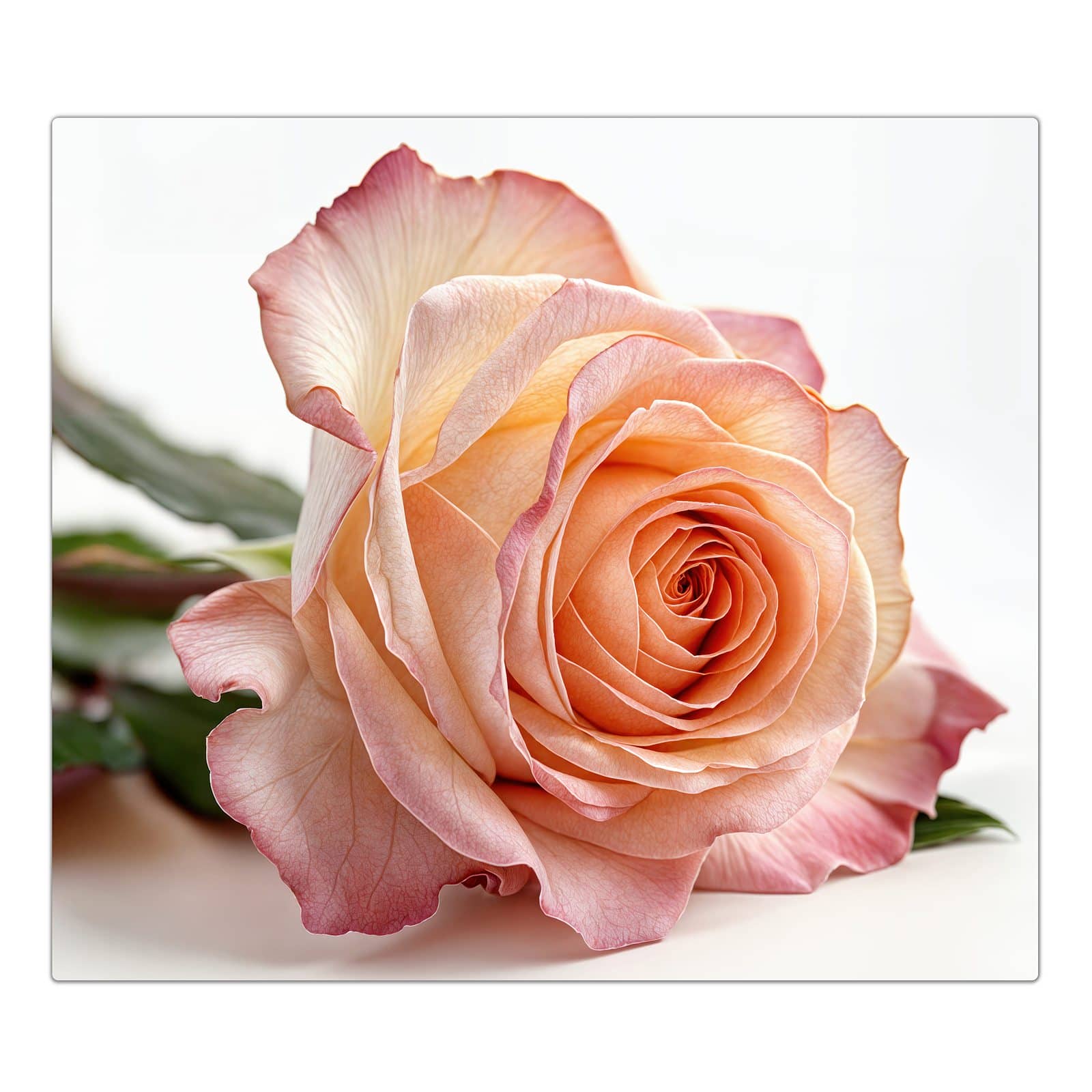 1-teilige Herdabdeckplatte mit Elegante Rose Blüte-Motiv in der Frontansicht