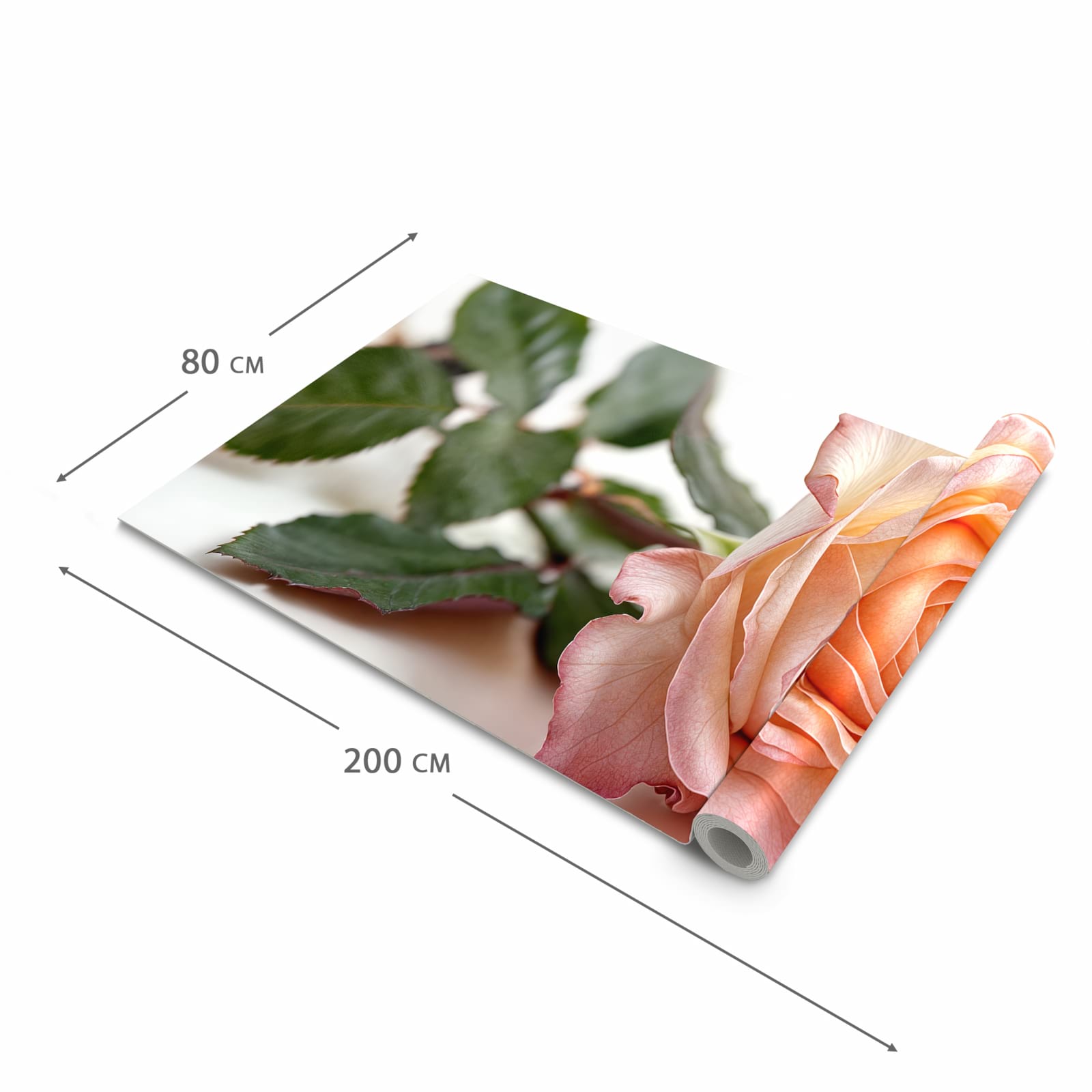 Zeitsparender Küchenteppich mit Motiv Elegante Rose Blüte in der Grösse 60x90 cm