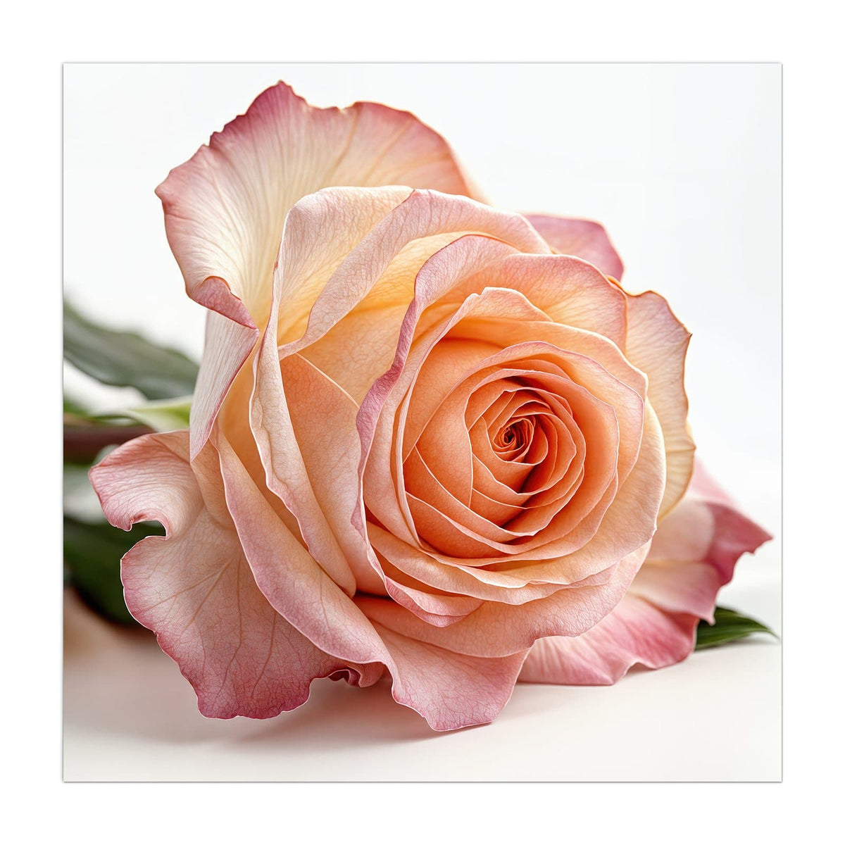 Küchenrückwand aus Glas Rose in Apricot im quadratischen Format, Motiv bildfüllend von vorn