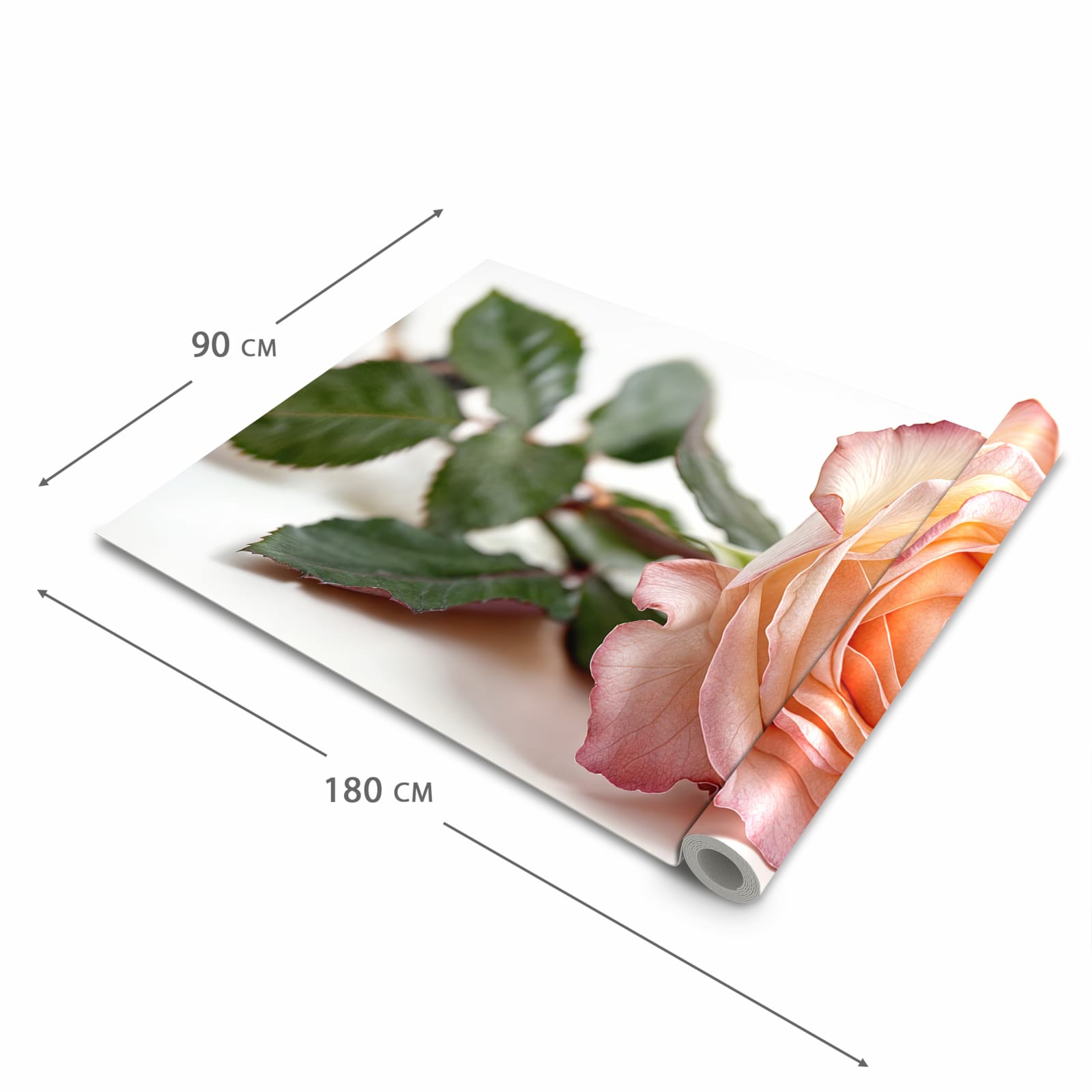 Komfortabler Küchenteppich mit Motiv Elegante Rose Blüte in der Grösse 60x90 cm