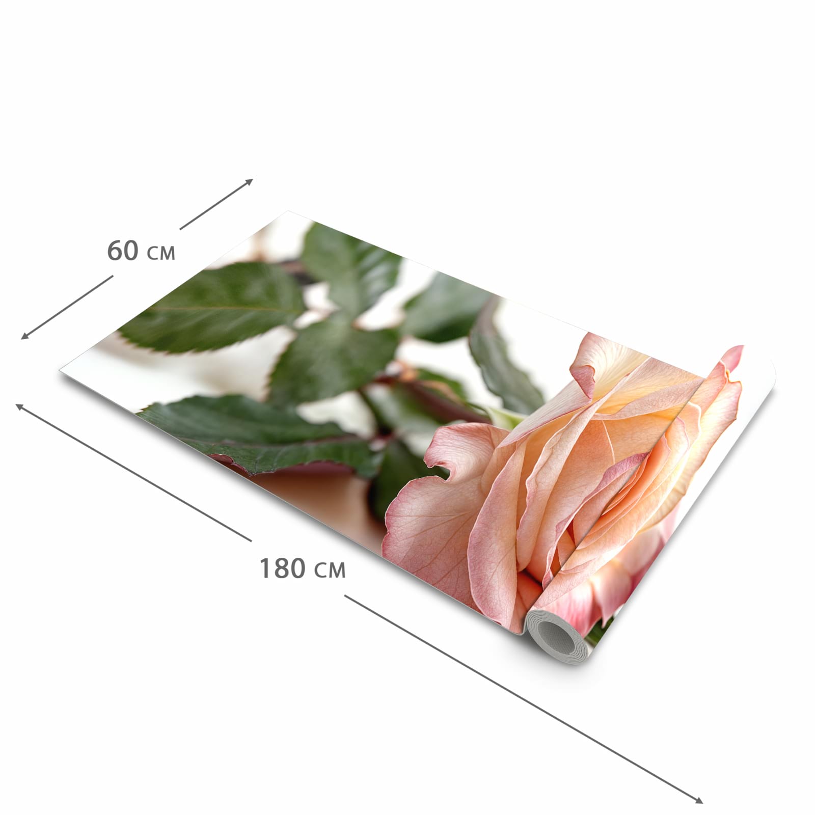 Küchenteppich mit Motiv Elegante Rose Blüte in der Grösse 60x90 cm für Ordnung & Übersicht