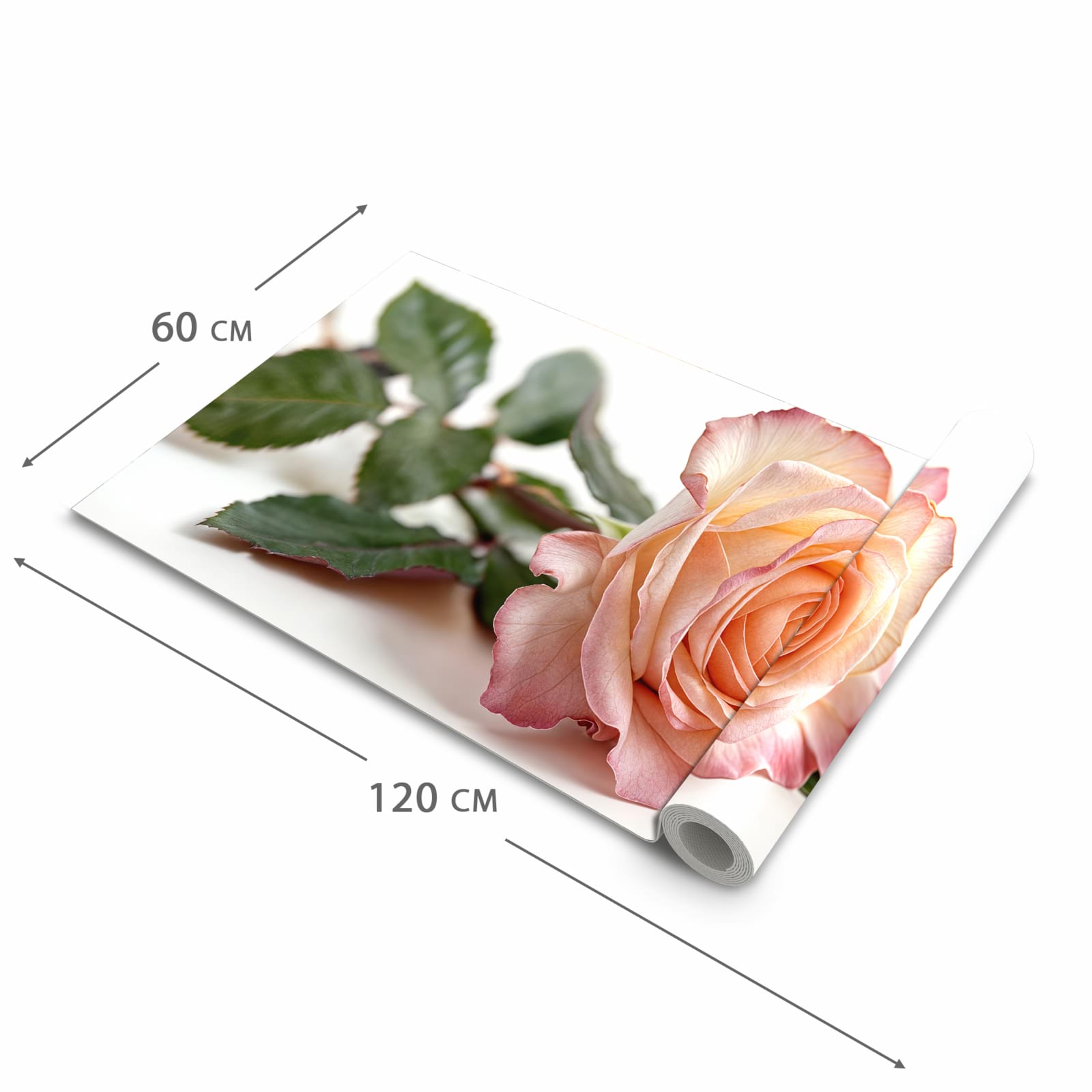 Feuchtigkeitsresistenter Küchenteppich mit Motiv Elegante Rose Blüte in der Grösse 60x90 cm