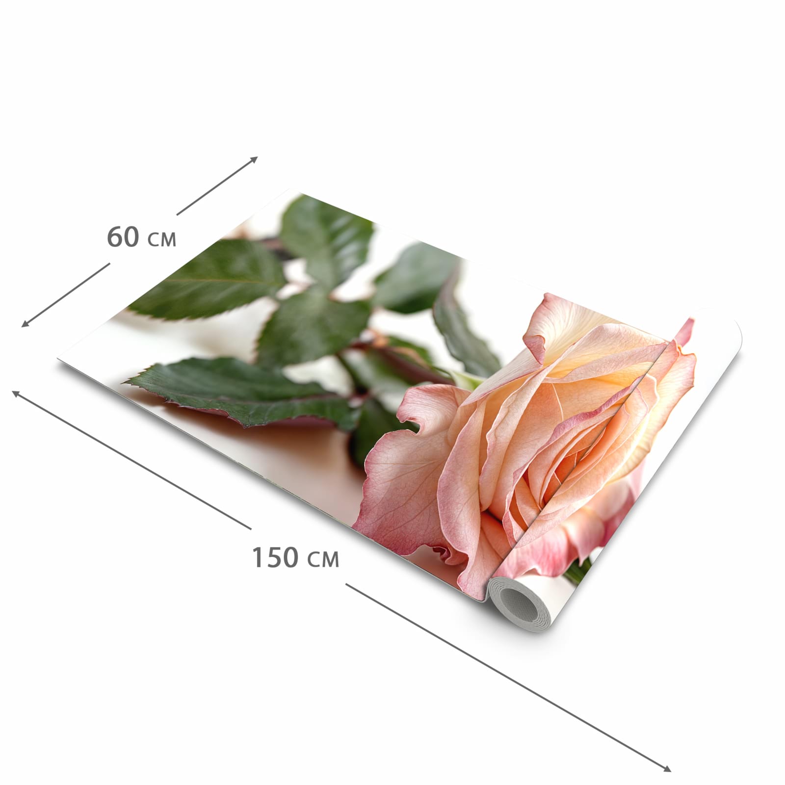 Bodenschonender Küchenteppich mit Motiv Elegante Rose Blüte in der Größe 60x90 cm