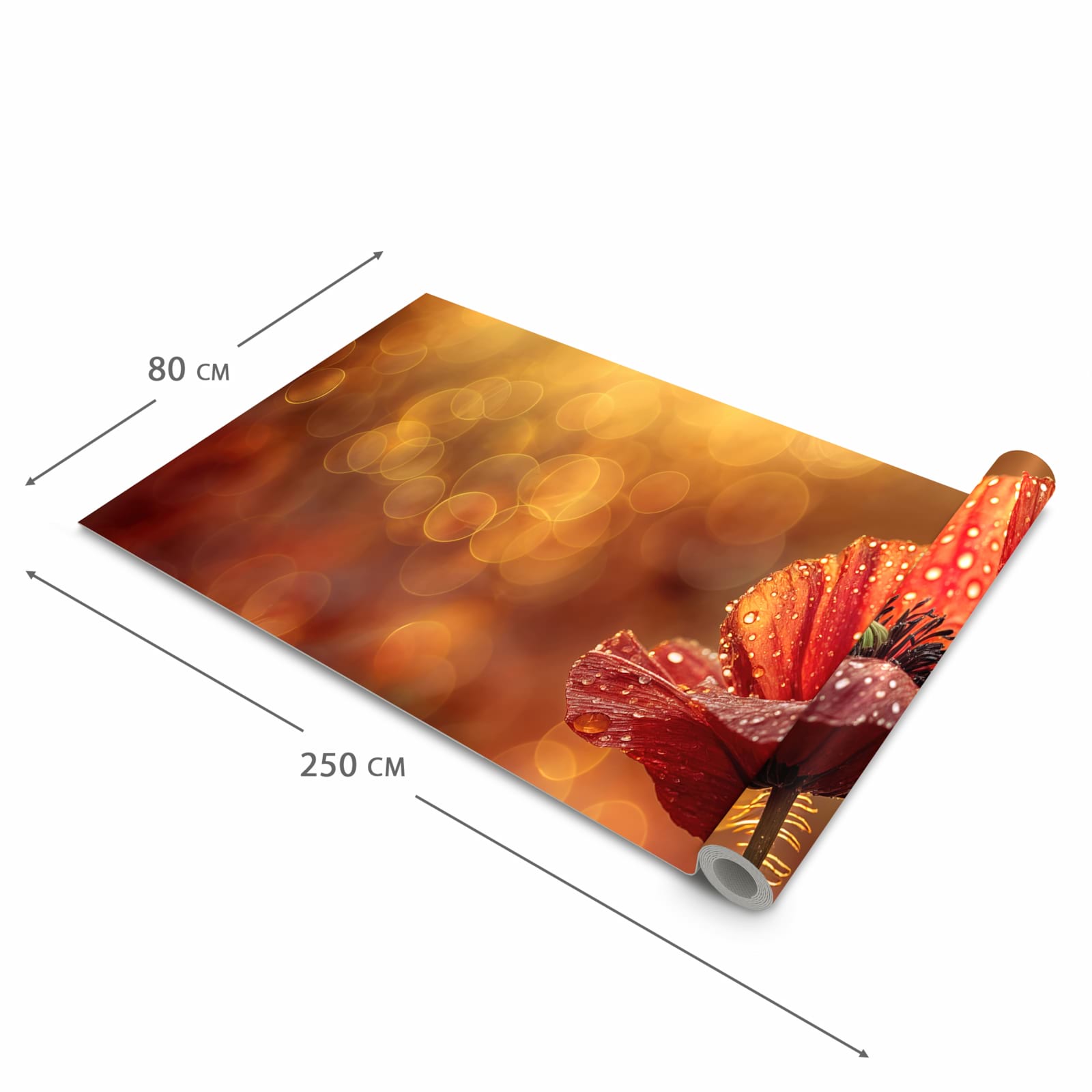 Hygienischer Küchenläufer nach Maß mit Motiv Blühende Mohnblume in der Größe 60x300 cm