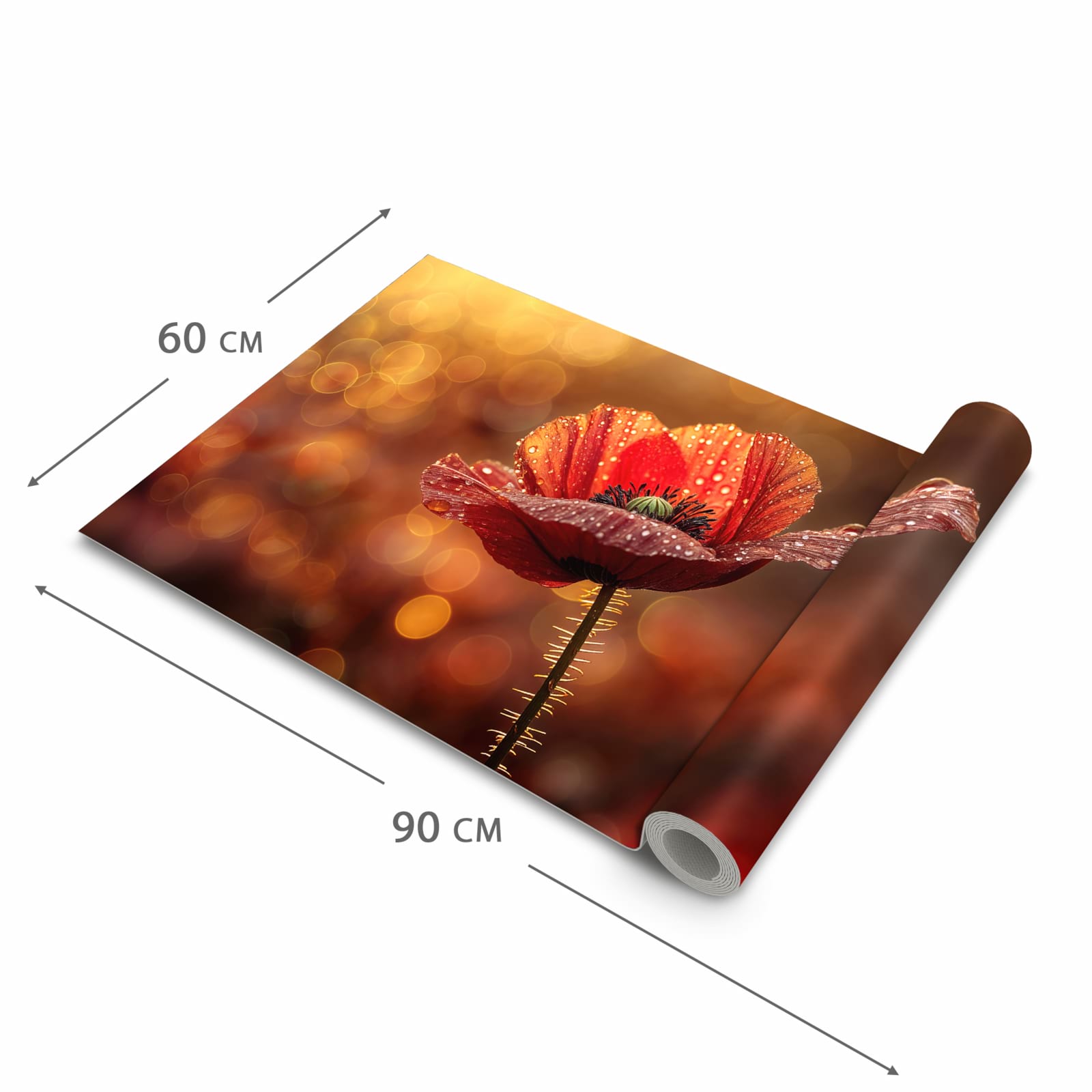 Rutschfester Küchenläufer mit Motiv Blühende Mohnblume in der Grösse 60x300 cm - einfach zu reinigen