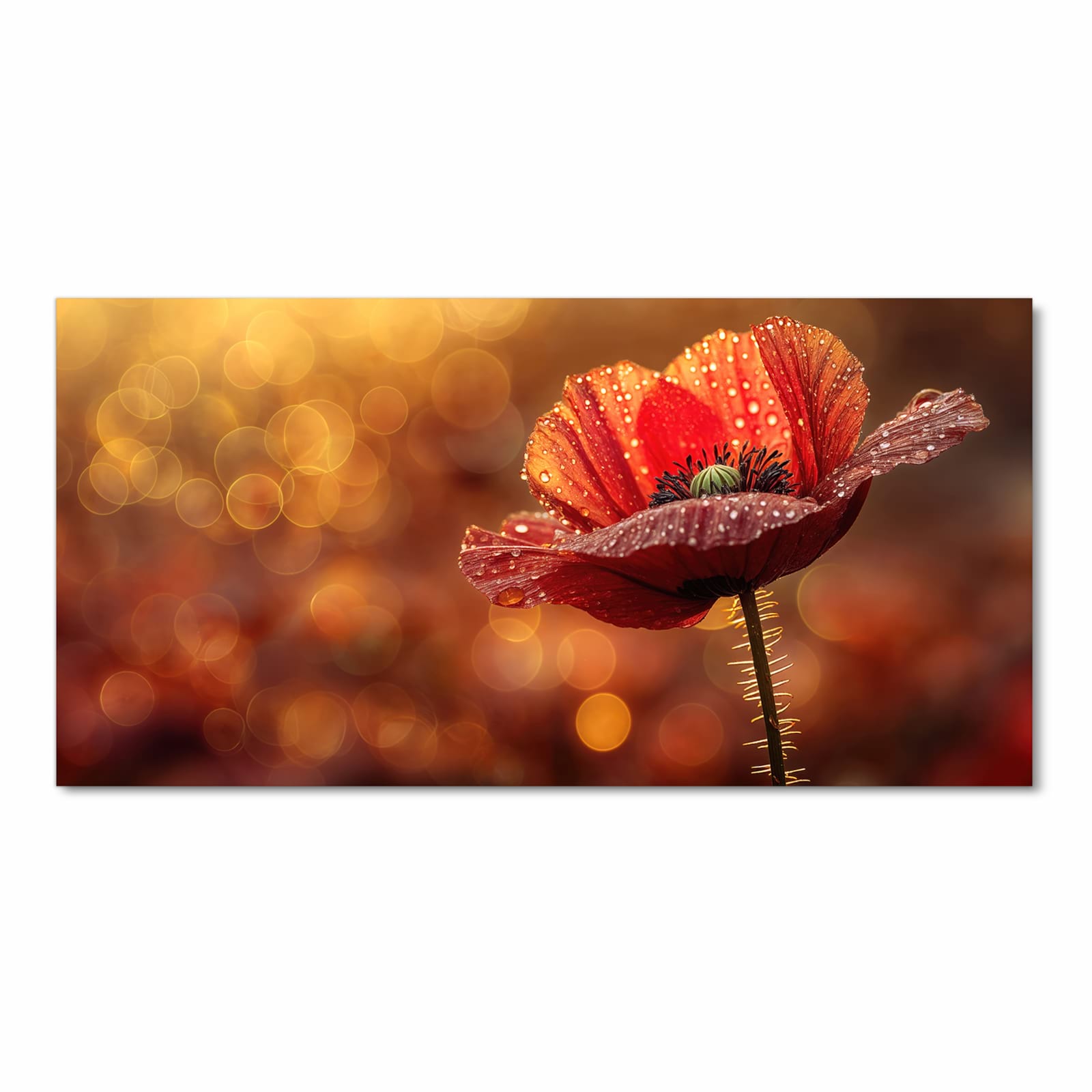 Langlebiger Küchenläufer mit Motiv Blühende Mohnblume in Frontansicht für moderne Küchen