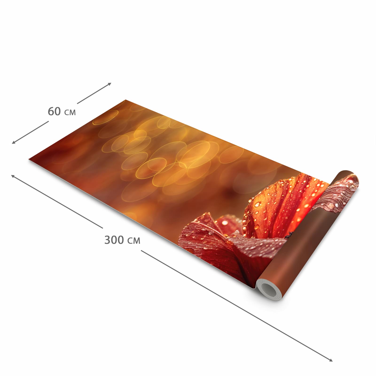Rutschfester waschbarer Küchenläufer mit Motiv Blühende Mohnblume in der Größe 60x300 cm