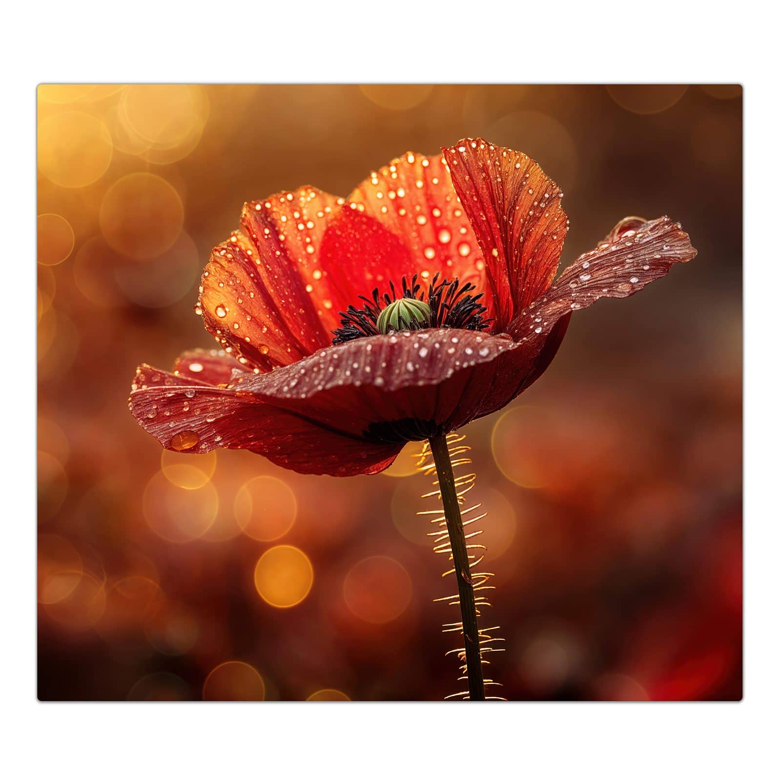 1-teilige Herdabdeckplatten für Ceranfeld mit Blühende Mohnblume-Motiv in der Frontansicht #grösse_1-Teilig (60x52cm)