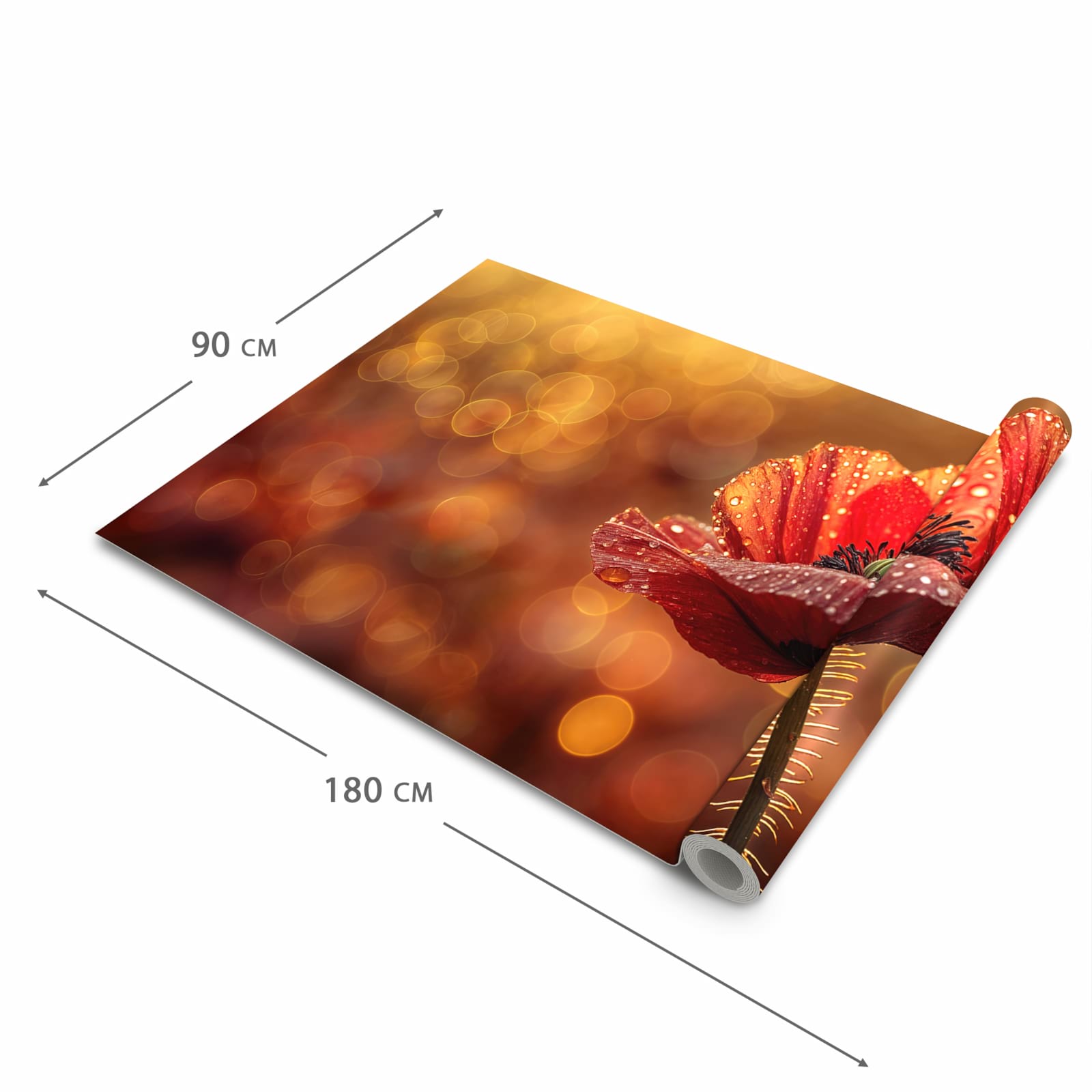 Langlebiger abwaschbarer Küchenläufer mit Motiv Blühende Mohnblume in der Grösse 60x90 cm