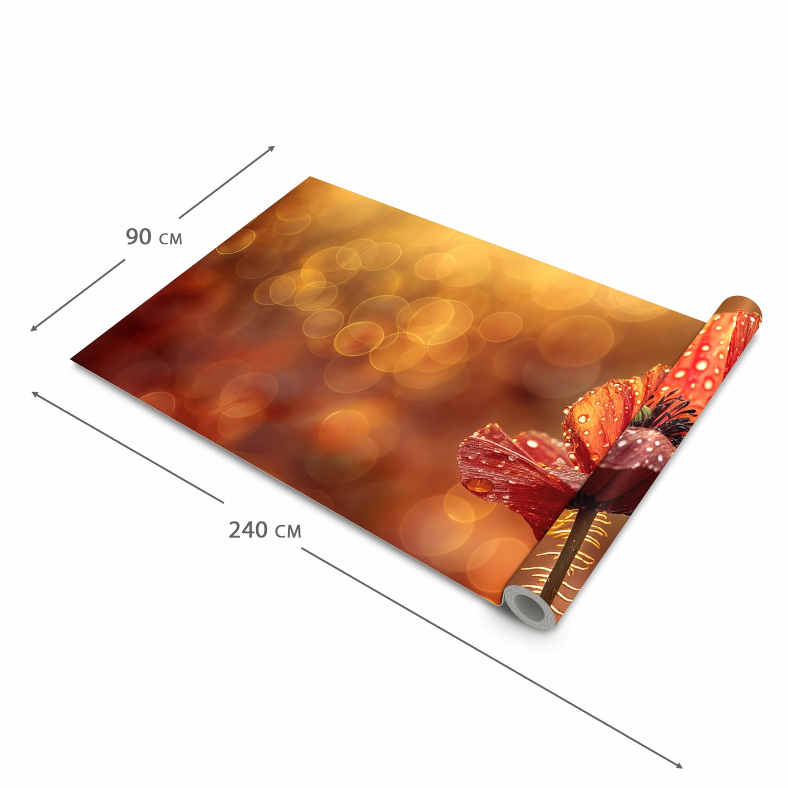 Rutschfester Küchenteppich mit Motiv Blühende Mohnblume in der Grösse 60x90 cm