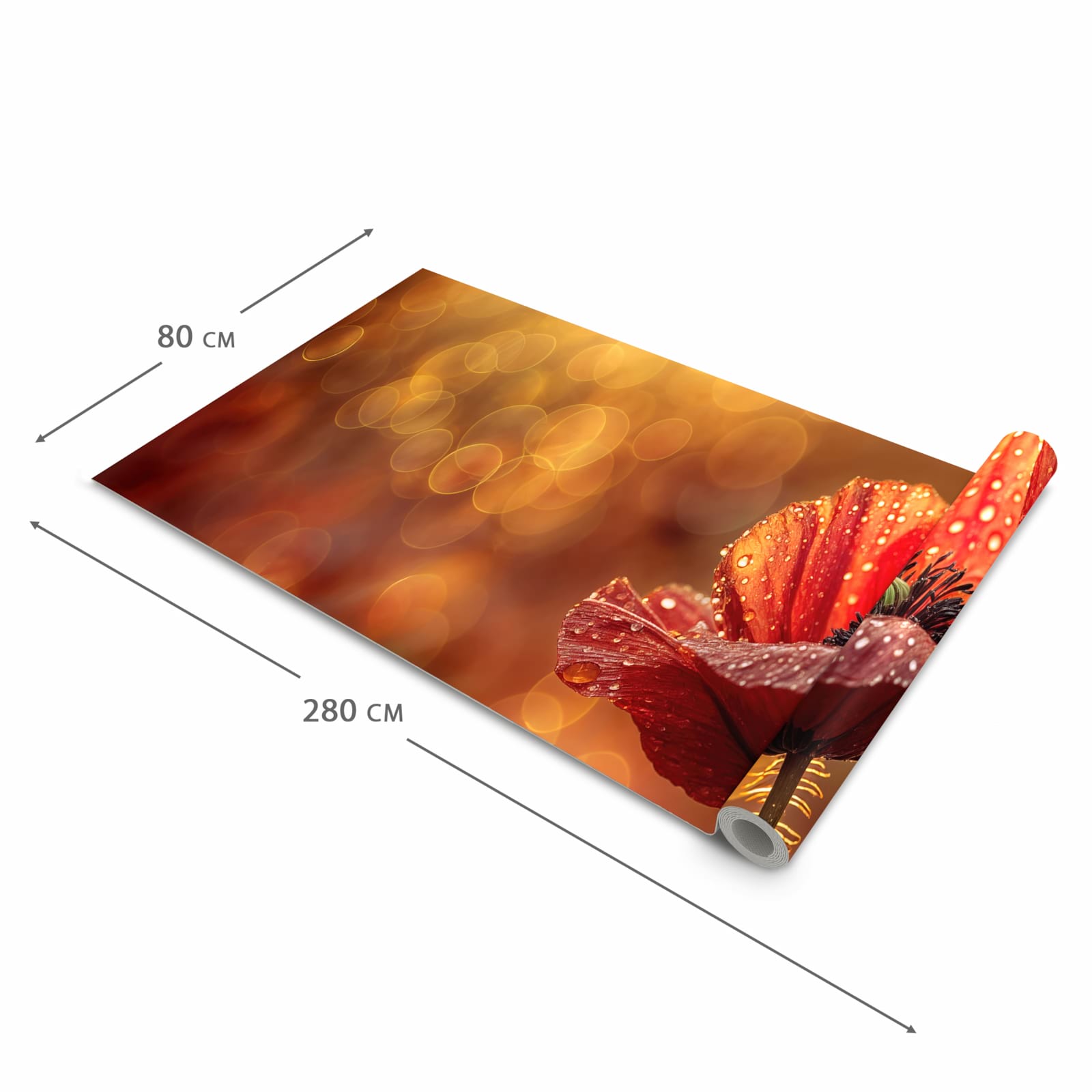 Strapazierfähiger Küchenläufer mit Motiv Blühende Mohnblume in der Grösse 60x300 cm, waschbar