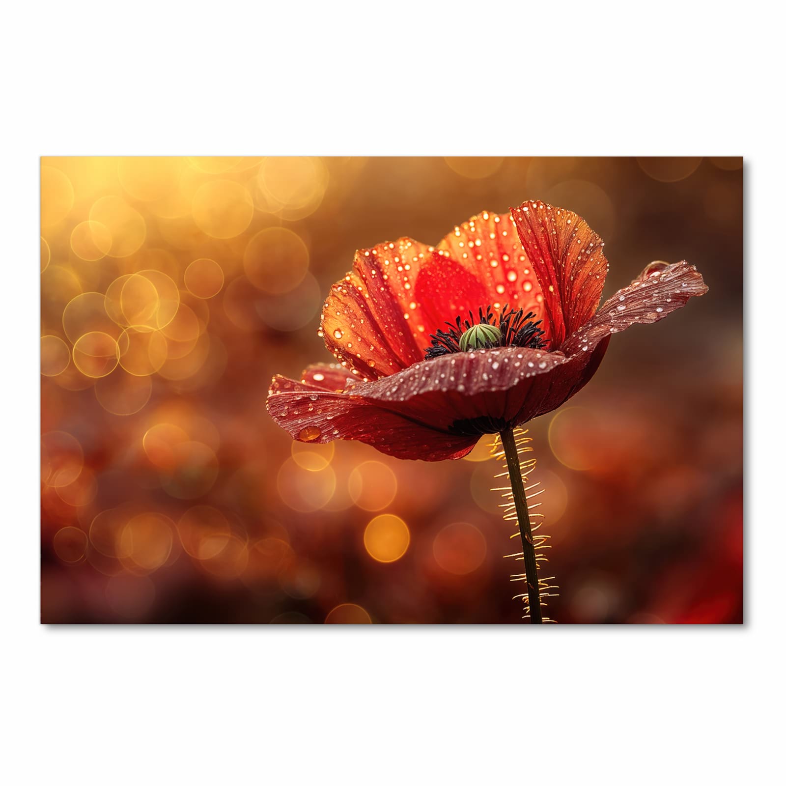 Farbbeständiger Küchenteppich mit Motiv Blühende Mohnblume in Frontansicht