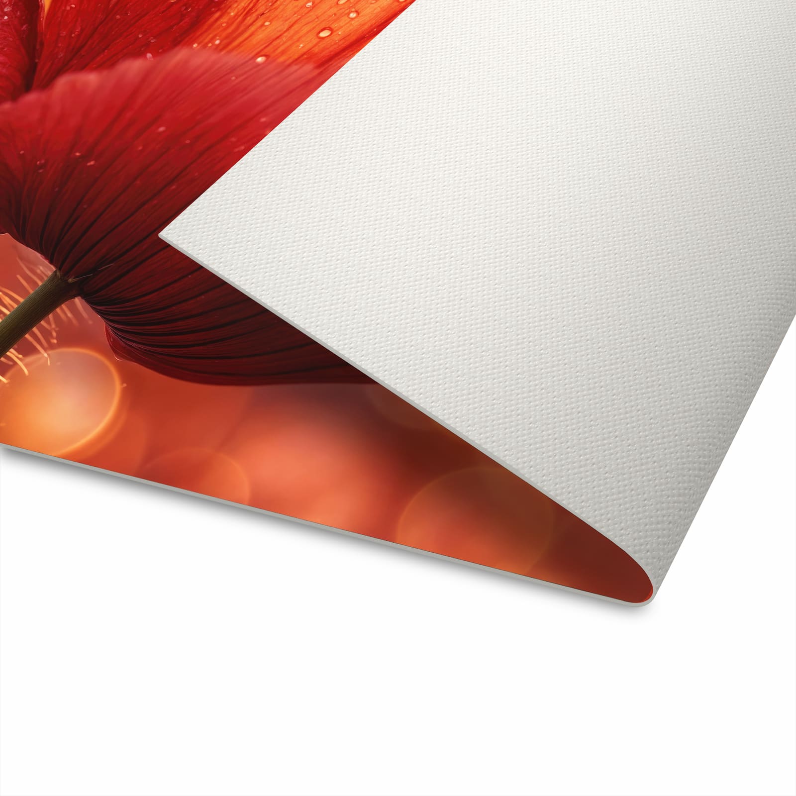 Geräuschdämpfender dünner Teppich mit Motiv Roter Blütentropfen waschbar in der Unterseite