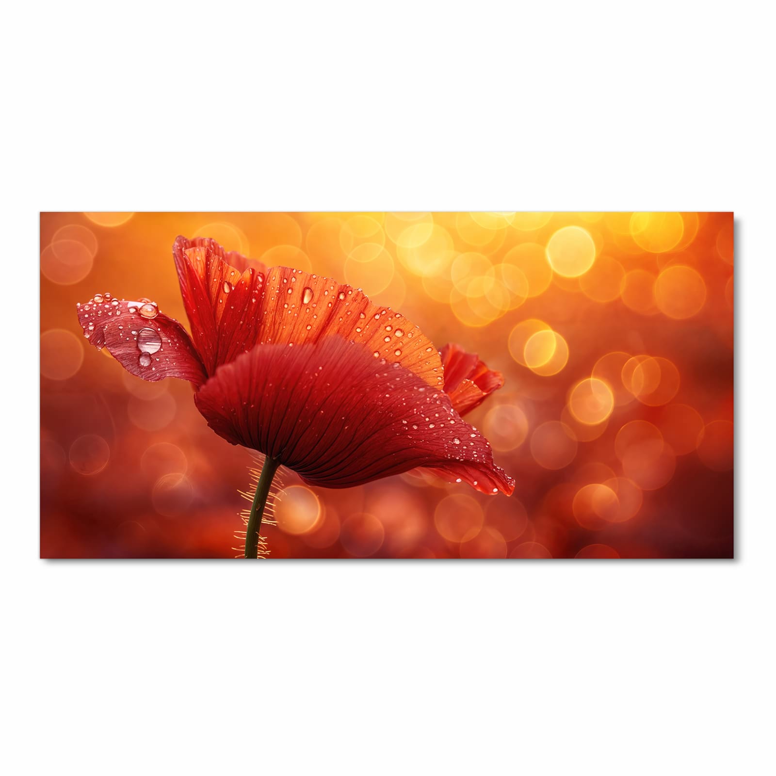 Geruchsneutraler großer Küchenteppich mit Motiv Roter Blütentropfen in Frontansicht