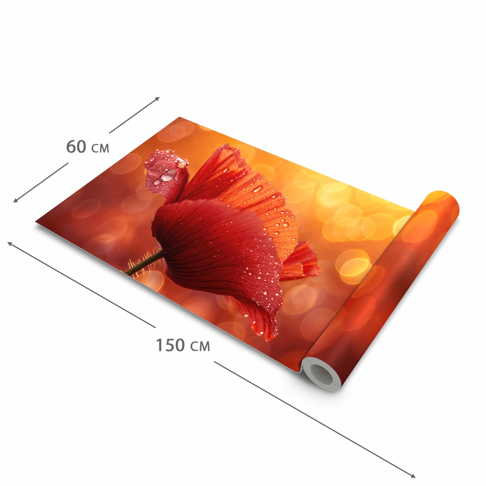 Bodenschonender Bodenläufer Teppich mit Motiv Roter Blütentropfen in der Grösse 60x300 cm