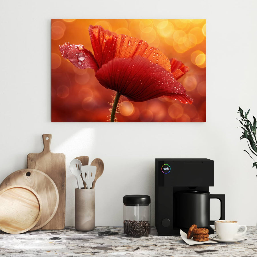 Maße Metall Magnettafel - Mohn mit Tautropfen