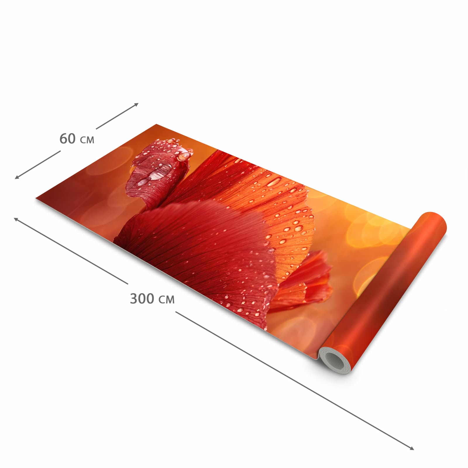 Rutschfester Küchenteppich mit Motiv Roter Blütentropfen in der Grösse 60x300 cm spart Zeit