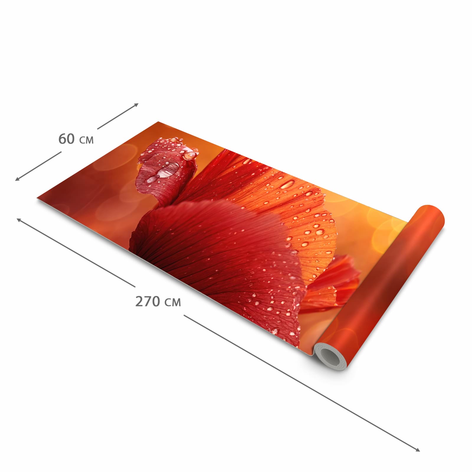 Küchenteppich mit Motiv Roter Blütentropfen in der Größe 60x300 cm für sicheres Aufbewahren