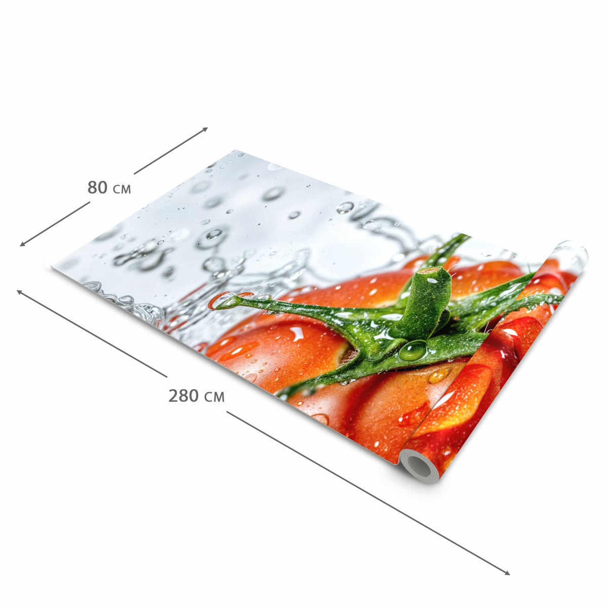 Langlebiger waschbarer Teppich mit Motiv Tomate im Wasser in der Grösse 60x300 cm
