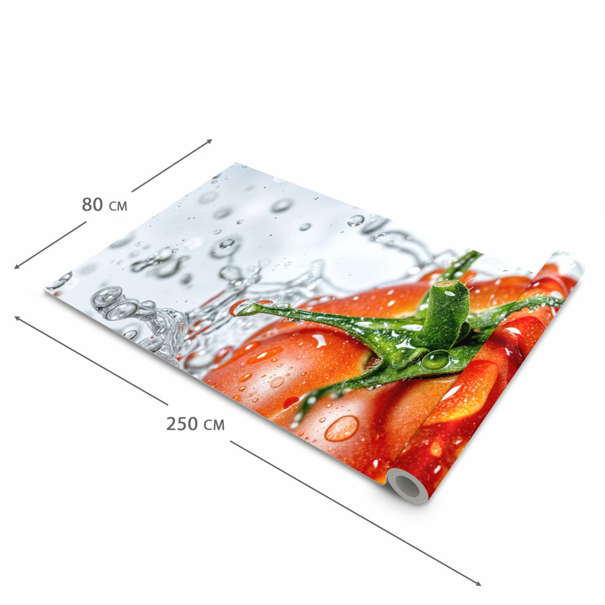 Waschbarer rutschfester Küchenteppich mit Motiv Tomate im Wasser in der Grösse 60x300 cm