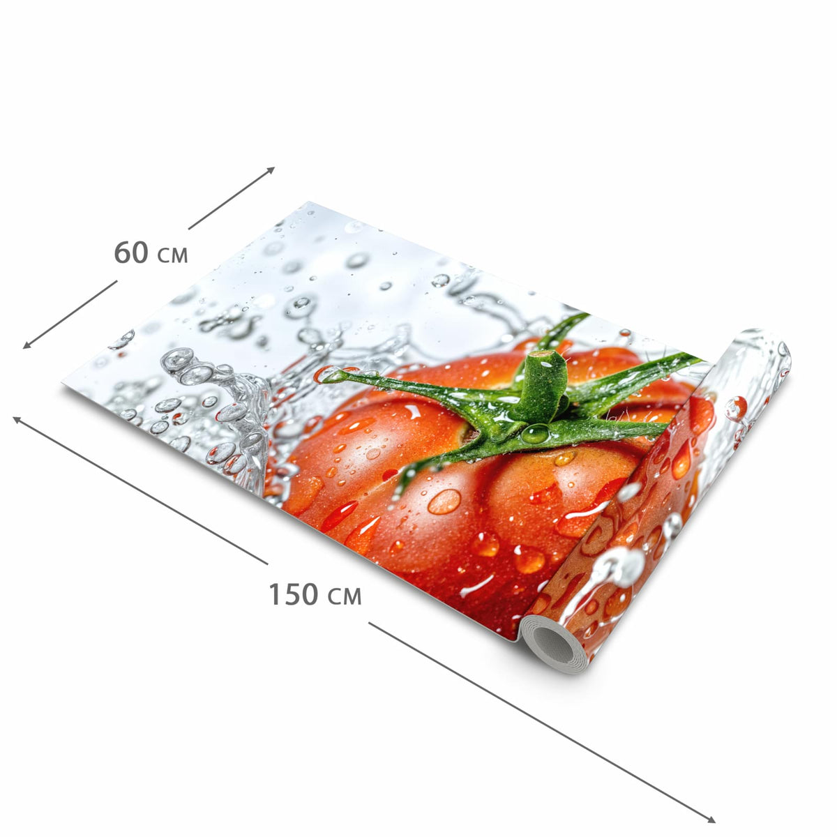 Pflegeleichter Teppichläufer für die Küche mit Motiv Tomate im Wasser in der Grösse 60x270 cm