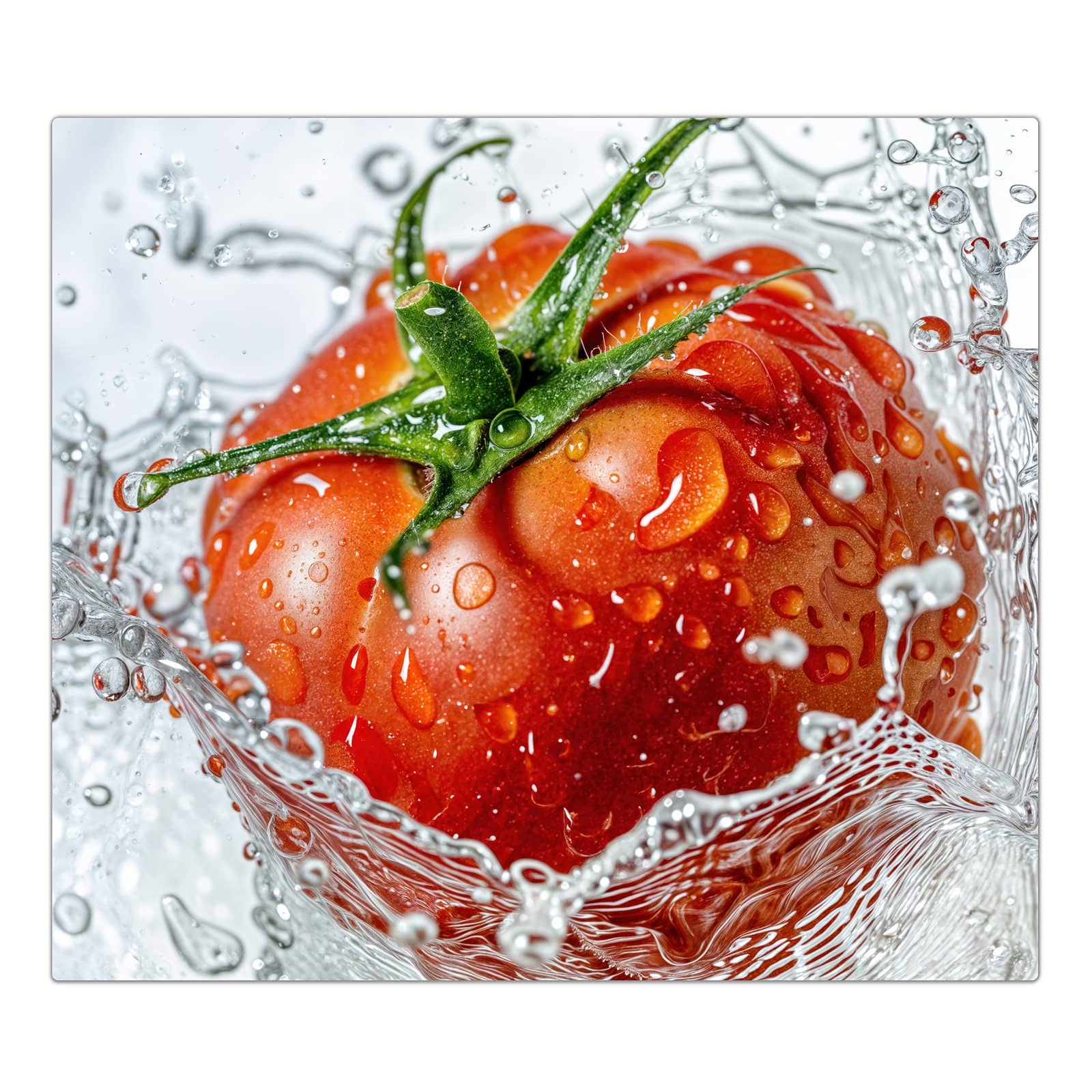 1-teilige Herdabdeckplatte mit Tomate im Wasser-Motiv in der Frontansicht