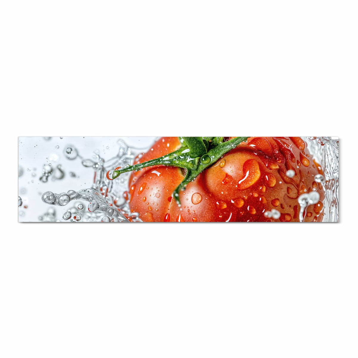 Fleckenresistenter waschbarer Küchenteppich mit Motiv Tomate im Wasser in Frontansicht