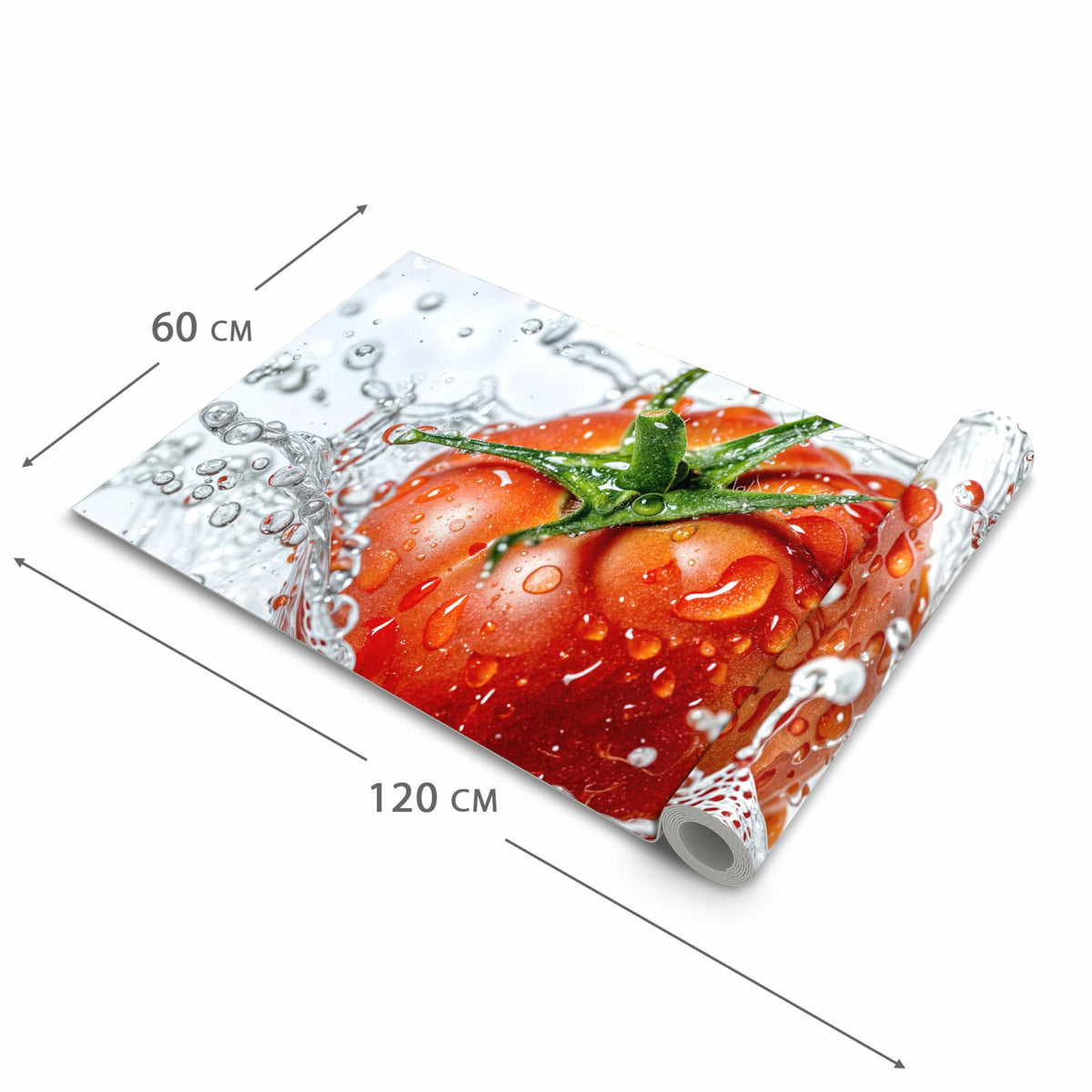 Flacher Küchenläufer mit Motiv Tomate im Wasser in der Grösse 60x270 cm