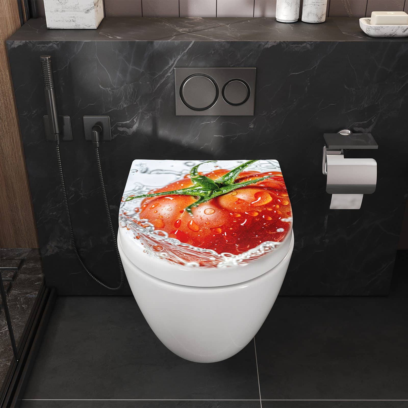 WC-Sitz mit Absenkautomatik Tomate im Wasser