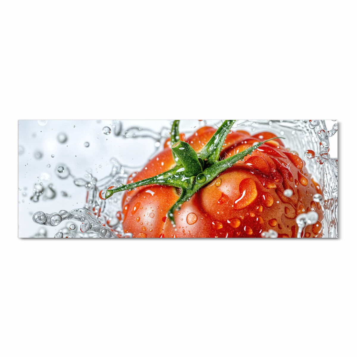 Schmutzabweisender waschbarer Küchenteppich mit Motiv Tomate im Wasser in Frontansicht